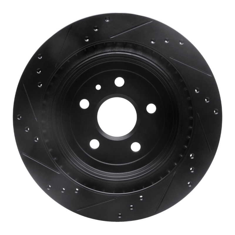 Cadillac CTS Brake Rotor (1) - Rear Right - R1 Concepts - Drilled & Slotted - Black - `08-`14